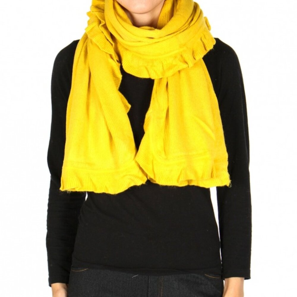 Womens Dense Fall/Winter Scarf/Shawl Supersize Knit Ruffle Trim Cape Mustard